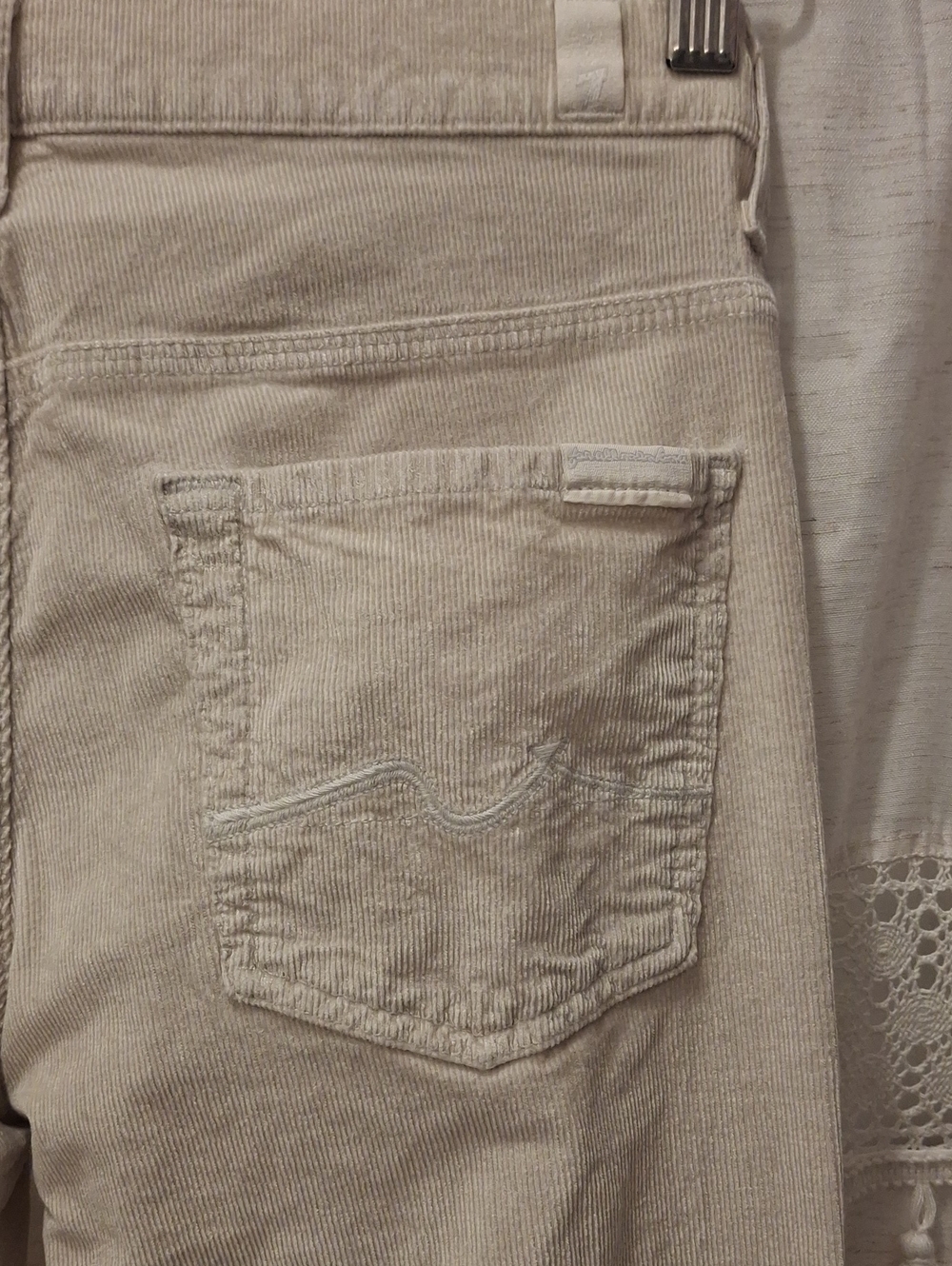 7 For All Mankind Cream Straight-Leg Corduroy Jeans
